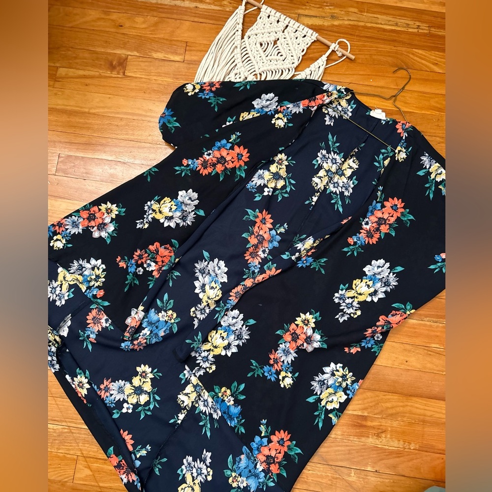 La hearts floral kimono cover up